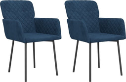 vidaXL - Eetkamerstoelen - 2 - st - fluweel - blauw