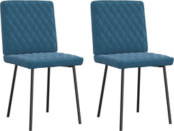vidaXL - Eetkamerstoelen - 2 - st - fluweel - blauw