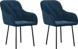 vidaXL - Eetkamerstoelen - 2 - st - fluweel - blauw