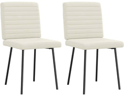 vidaXL - Eetkamerstoelen - 2 - st - fluweel - crèmekleurig
