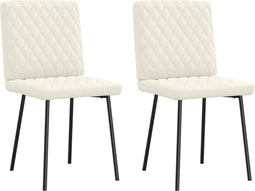 vidaXL - Eetkamerstoelen - 2 - st - fluweel - crèmekleurig