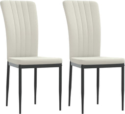 vidaXL - Eetkamerstoelen - 2 - st - fluweel - crèmekleurig