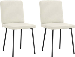 vidaXL - Eetkamerstoelen - 2 - st - fluweel - crèmekleurig
