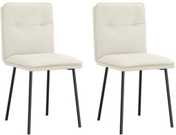 vidaXL - Eetkamerstoelen - 2 - st - fluweel - crèmekleurig