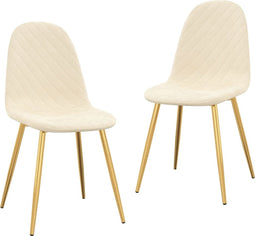 vidaXL - Eetkamerstoelen - 2 - st - fluweel - crèmewit