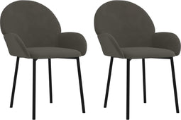 vidaXL - Eetkamerstoelen - 2 - st - fluweel - donkergrijs