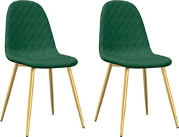 vidaXL - Eetkamerstoelen - 2 - st - fluweel - donkergroen
