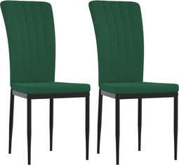 vidaXL - Eetkamerstoelen - 2 - st - fluweel - donkergroen