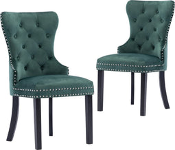 vidaXL - Eetkamerstoelen - 2 - st - fluweel - donkergroen