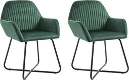 vidaXL - Eetkamerstoelen - 2 - st - fluweel - groen
