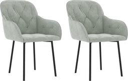 vidaXL - Eetkamerstoelen - 2 - st - fluweel - lichtgrijs