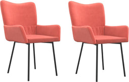 vidaXL - Eetkamerstoelen - 2 - st - fluweel - roze