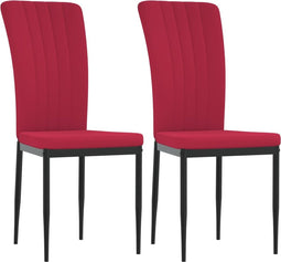 vidaXL - Eetkamerstoelen - 2 - st - fluweel - wijnrood