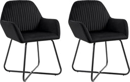 vidaXL - Eetkamerstoelen - 2 - st - fluweel - zwart