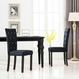 vidaXL - Eetkamerstoelen - 2 - st - fluweel - zwart