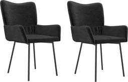 vidaXL - Eetkamerstoelen - 2 - st - fluweel - zwart