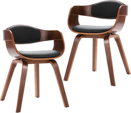 vidaXL - Eetkamerstoelen - 2 - st - gebogen - hout - en - kunstleer