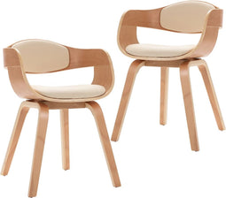 vidaXL - Eetkamerstoelen - 2 - st - gebogen - hout - en - kunstleer
