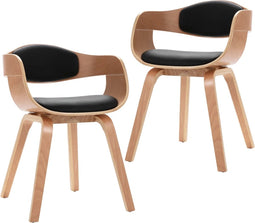 vidaXL - Eetkamerstoelen - 2 - st - gebogen - hout - en - kunstleer