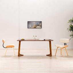 vidaXL - Eetkamerstoelen - 2 - st - gebogen - hout - en - kunstleer - crèmekleurig