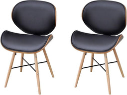 vidaXL - Eetkamerstoelen - 2 - st - gebogen - hout - en - kunstleer