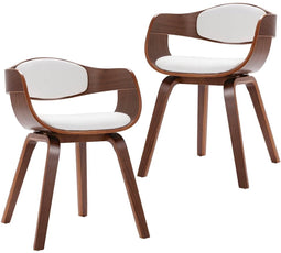vidaXL - Eetkamerstoelen - 2 - st - gebogen - hout - en - kunstleer