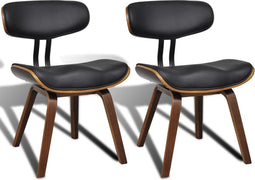 vidaXL - Eetkamerstoelen - 2 - st - gebogen - hout - en - kunstleer