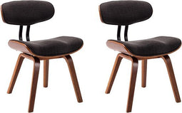 vidaXL - Eetkamerstoelen - 2 - st - gebogen - hout - en - stof - grijs