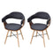 vidaXL - Eetkamerstoelen - 2 - st - gebogen - hout - en - stof - donkergrijs