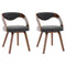 vidaXL - Eetkamerstoelen - 2 - st - gebogen - hout - en - stof - donkergrijs