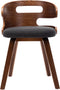 vidaXL - Eetkamerstoelen - 2 - st - gebogen - hout - en - stof - donkergrijs