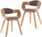 vidaXL - Eetkamerstoelen - 2 - st - gebogen - hout - en - stof - taupe