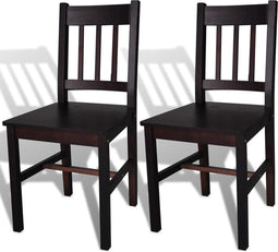 vidaXL - Eetkamerstoelen - 2 - st - grenenhout - donkerbruin