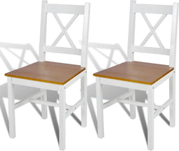 vidaXL - Eetkamerstoelen - 2 - st - grenenhout - wit