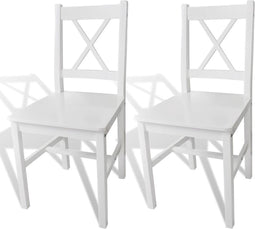 vidaXL - Eetkamerstoelen - 2 - st - grenenhout - wit