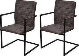 vidaXL - Eetkamerstoelen - 2 - st - kunstleer - bruin