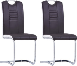vidaXL - Eetkamerstoelen - 2 - st - kunstleer - bruin