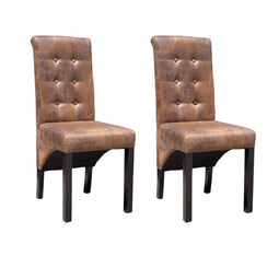 vidaXL - Eetkamerstoelen - 2 - st - kunstleer - bruin