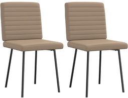 vidaXL - Eetkamerstoelen - 2 - st - kunstleer - cappuccinokleurig