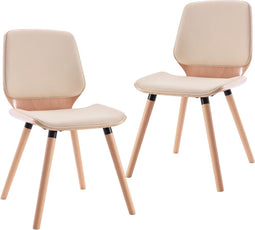 vidaXL - Eetkamerstoelen - 2 - st - kunstleer - crème