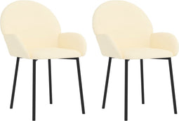 vidaXL - Eetkamerstoelen - 2 - st - kunstleer - crèmekleurig