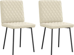 vidaXL - Eetkamerstoelen - 2 - st - kunstleer - crèmekleurig