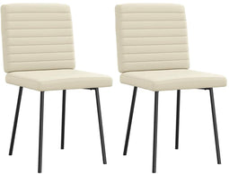 vidaXL - Eetkamerstoelen - 2 - st - kunstleer - crèmekleurig