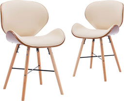vidaXL - Eetkamerstoelen - 2 - st - kunstleer - en - gebogen - hout - crème