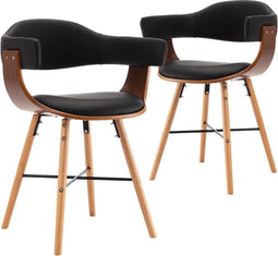 vidaXL - Eetkamerstoelen - 2 - st - kunstleer - en - gebogen - hout - zwart