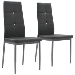 vidaXL - Eetkamerstoelen - 2 - st - kunstleer - grijs