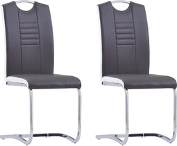 vidaXL - Eetkamerstoelen - 2 - st - kunstleer - grijs