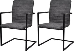 vidaXL - Eetkamerstoelen - 2 - st - kunstleer - grijs