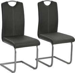 vidaXL - Eetkamerstoelen - 2 - st - kunstleer - grijs