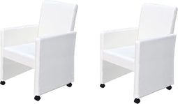 vidaXL - Eetkamerstoelen - 2 - st - kunstleer - wit